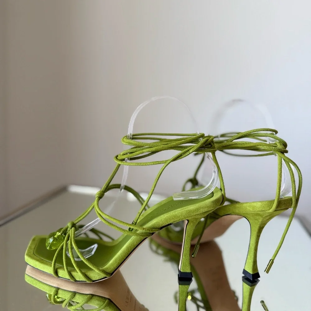 New JIMMY CHOO Jemma 90 embellished suede sandals $1,125 37.5 - Picture 11 of 14